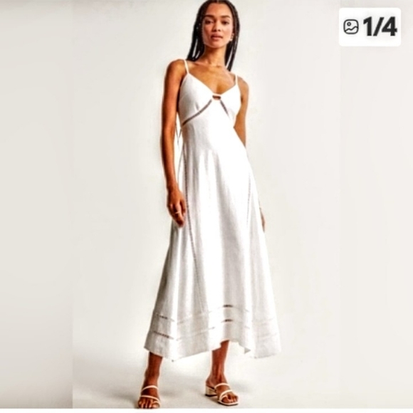 Abercrombie & Fitch Dresses & Skirts - Abercrombie & Fitch White Maxi Dress with Front Keyhole